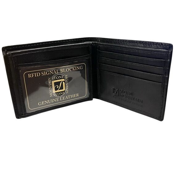 Stone Mountain Mens Bifold Leather Wallet RFID (Black) Boxed - Picture 4 of 8